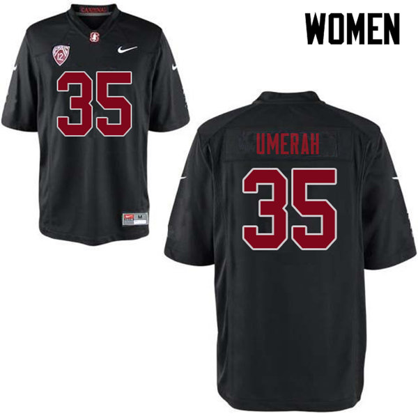 Women #35 Tobe Umerah Stanford Cardinal College Football Jerseys Sale-Black